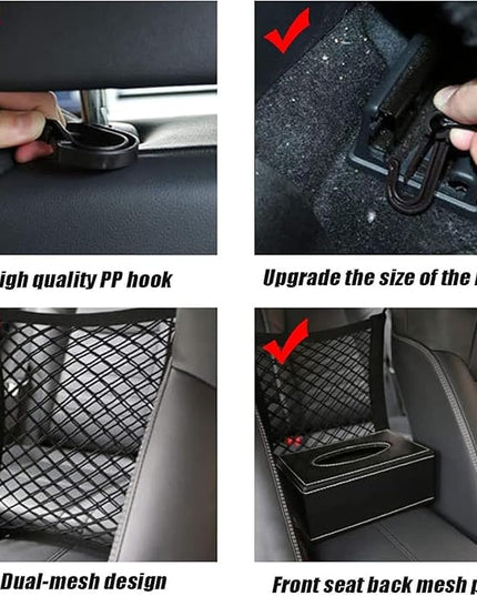 DYKESON Dog Car Net Barrier Pet Barrier with Car Mesh Organizer for Dog & Child, Safety Divider with Storage Pouch, Easy Install for Cars & SUVs