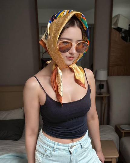 Head Bandanas Scarf for Women Silk Satin Hair Scarf Lightweight Vintage Fashion Square Neck Scarves Gift