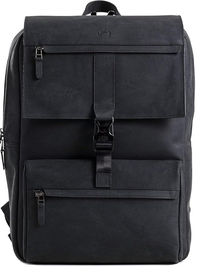 Leather Backpack for Men & Women, Classic Black - Handcrafted Top Grain Leather vintage backpack with 17-Inch Laptop Sleeve - Lightweight, Stylish & Durable for Business, Travel, Work & Everyday Use