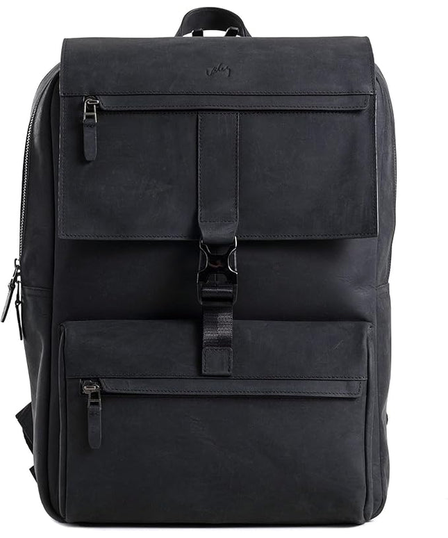 Leather Backpack for Men & Women, Classic Black - Handcrafted Top Grain Leather vintage backpack with 17-Inch Laptop Sleeve - Lightweight, Stylish & Durable for Business, Travel, Work & Everyday Use