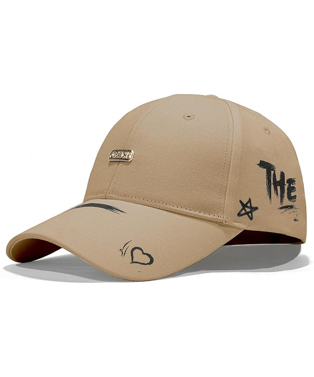 Trendy Unisex Graffiti Baseball Cap, Adjustable Cotton Baseball Cap for Men & Women, Athletic Streetwear Hat