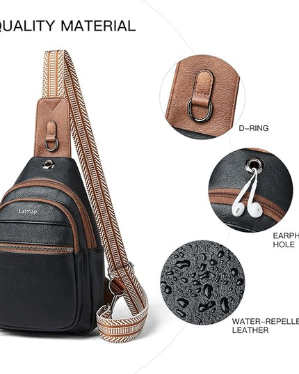 Sling Bag For Women Faux Leather Small Casual Daypack Backpack Fanny Pack Crossbody Chest Bags Purse