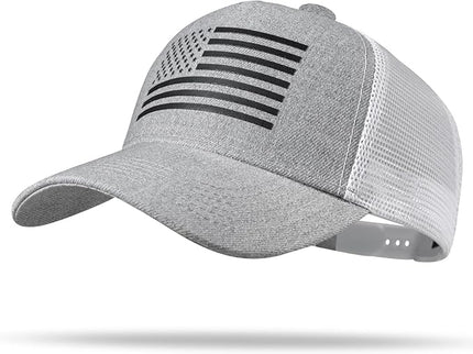 American Flag Trucker Hat - Snapback Hat, Baseball Cap for Men Women - Breathable Mesh Side, Adjustable Fit - for Casual Wear