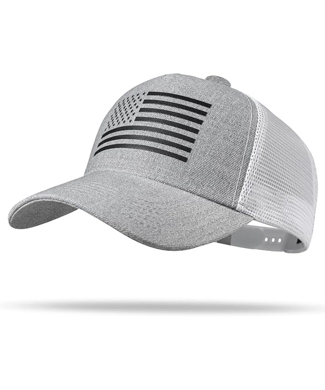 American Flag Trucker Hat - Snapback Hat, Baseball Cap for Men Women - Breathable Mesh Side, Adjustable Fit - for Casual Wear
