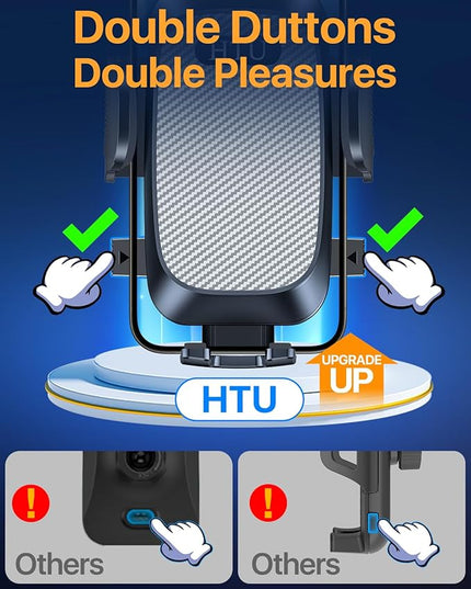 HTU 2026 Ultimate Best【True Military-Grade & Safety Cert】Car Phone Holder【Upgraded 360 Rotation & 100+LBS Strongest Suction】5-in-1 Truck Windshield Dashboard Vent Mount Stand for iPhone Android, Grey