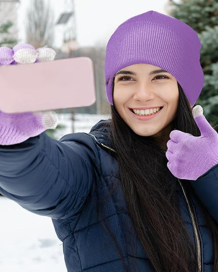 48 Pcs Bulk Winter Knit Beanies Gloves Men Women Warm Beanie Touchscreen Gloves Set Cozy Winter Accessories