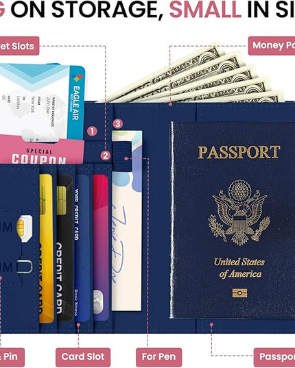 Passport Holder for Travel Essentials, RFID Blocking Leather Cover Wallet with Magnetic Closure, Aesthetic & Cute Passport Book Case for Women and Men - Cheetah