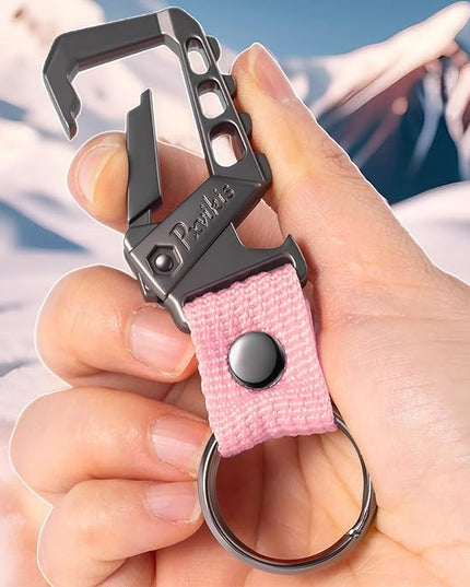 Metal heavy duty key chain carabiner clip bottle opener wrist lanyard ring car key fob unisex for men and women