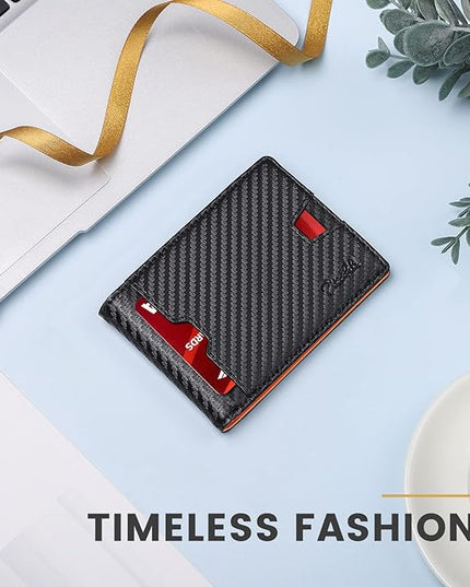 Zitahli Mens-Wallet-Slim-Leather-RFID Blocking Wallet for Men Minimalist Bifold Credit Card Holder with Gift Box