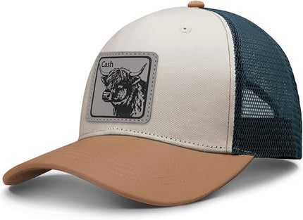 Animal Trucker Hats Leather Pattern Adjustable Snapback Mesh Animal Baseball Cap for Men