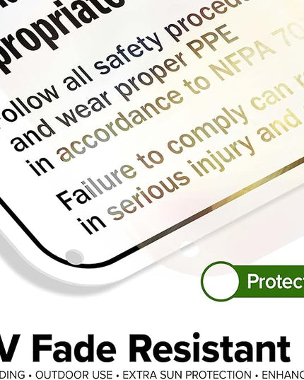 Warning Arc Flash And Shock Hazard Appropriate PPE Required Sign, 12x18 Inches, 55 mil thick HDPS (high density polystyrene), Made in USA by My Sign Center