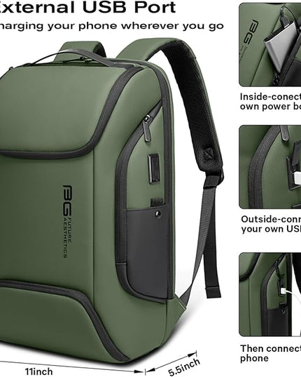 BANGE Business Laptop Smart backpack Can Hold 15.6 Inch Laptop Commute Backpack Carry on bag for men and women (Green)