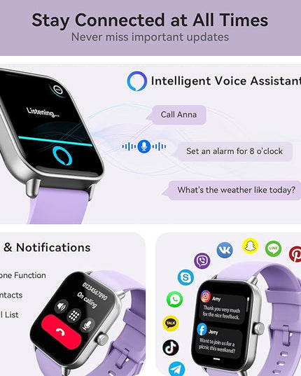Gydom Smart Watches for Women for Android & iPhone, Alexa Built-in, 1.8" Smartwatch with Heart Rate/SpO2/Sleep/Stress, IP68 Waterproof Fitness Tracker, 100+ Sports Modes, Purple
