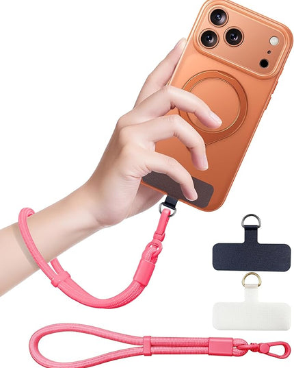 Phone Lanyard, Phone Wrist Strap for Cellphone Case, Adjustable Cell Phone Strap with 2 Tether Tabs for All Smartphones, Pink