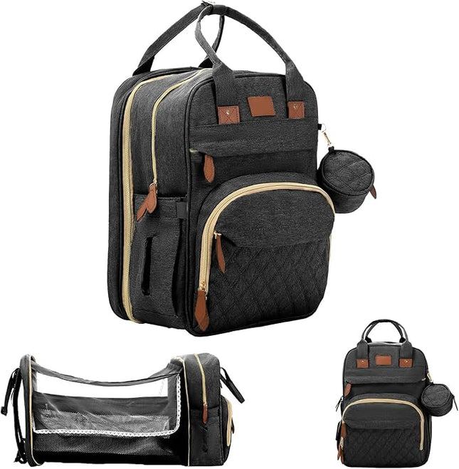 BosiBozi Baby Diaper Bag Backpack, Waterproof & Multi-Functional Baby Bag for Moms Dads, Travel Diaper Bag with Insulated Pockets & Pacifier Case