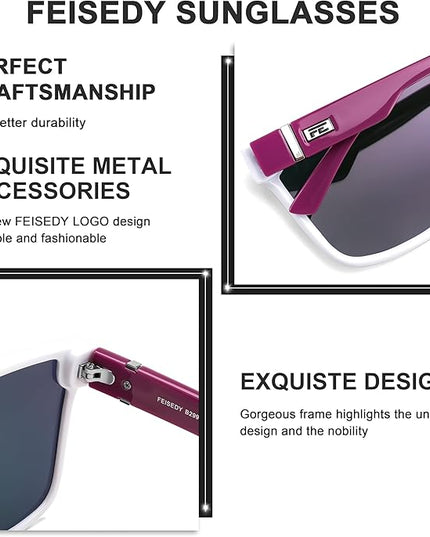 FEISEDY Sunglasses for Women Men, Fashion Mirrored Single Lens, Driving Beach Sunnies UV400 Shades B2996