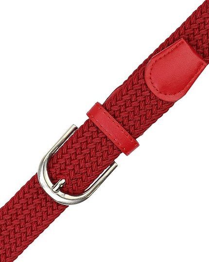 Falari Men Women Multicolored Elastic Stretch Braided Belt Canvas Fabric Woven No Holes Belt