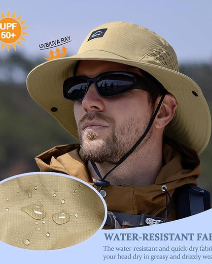 Sireck Fishing Hat, UPF50+ Wide Brim Sun Hat for Men Women, UV Protection Hiking Beach Bucket Hats Summer Safari Hat