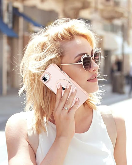 Hython Case for iPhone 16e Case Magnetic Translucent Matte Phone Cases 6.1" [Compatible with MagSafe] Thin Slim Fit Shockproof Bumper Hard Protective Cover for Women Men Girls, Frosted Pink