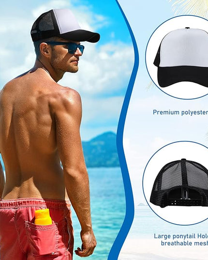 Giegxin 24 Pcs Mesh Trucker Hats Bulk Baseball Cap Beach Hat for Men and Women Wholesale Structured Front Panel Back Ball Cap