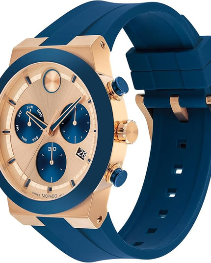 Movado Bold Fusion Men's Watch - Swiss Quartz Chronograph Movement, Silicone Strap - 5 ATM Water Resistance - Luxury Fashion Timepiece for Him - 44.50mm