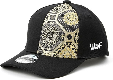 W@nderFabric Traditional Japanese Kimono Baseball Cap, Embroidered Pattern, Adjustable Snapback Flat Brim, 6-Panel Cap