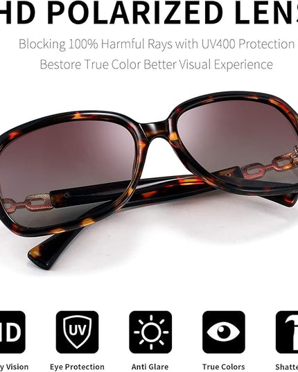FEISEDY Vintage Square Polarized Sunglasses for Women UV400 Travel Driving Fashion Arcuate Sunglasses B2526