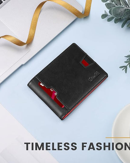 Zitahli Mens-Wallet-Slim-Leather-RFID Blocking Wallet for Men Minimalist Bifold Credit Card Holder with Gift Box