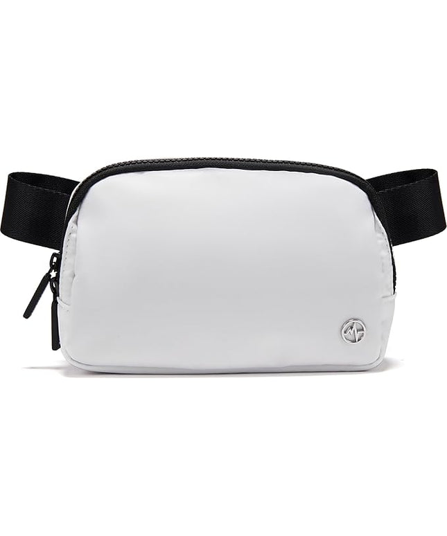 Pander Two Way Zipper Fanny Pack Nylon Everywhere Belt Bag for Women, Water Repellent Waist Packs, Crossbody Bags with Adjustable Strap (White).
