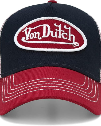Von Dutch Unisex Trucker Hat - Curved Bill Mesh Back Retro Classic Adjustable Snapback Baseball Cap for Men and Women