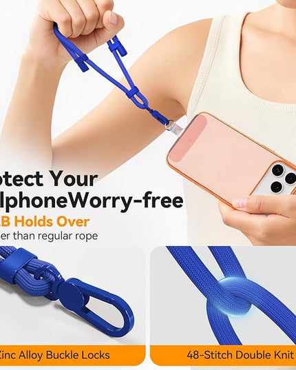 Phone Wrist Strap with 2 Phone Tether Tab, 2 Pack Adjustable Anti-Theft Cell Phone Lanyard for Travel & Outdoors
