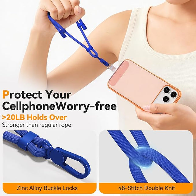 Phone Wrist Strap with 2 Phone Tether Tab, 2 Pack Adjustable Anti-Theft Cell Phone Lanyard for Travel & Outdoors