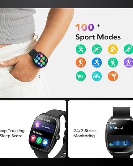 MOMAX Smart Watch for Men and Women, 1.85" AMOLED Display Fitness Tracker, Heart Rate Sleep Monitor for Men Women, IP68 Waterproof Sport Watch, Answer/Make Calls, Compatible with Android iPhone