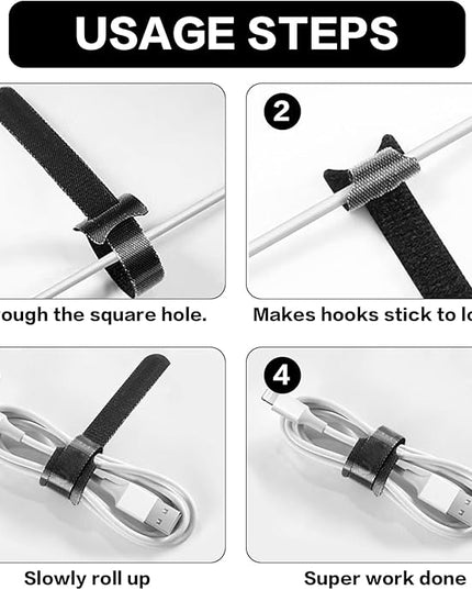 50 Pcs Reusable Cable Ties for Cords, 6 Inches Hook and Loop Adjustable Cord Straps, Reusable Zip Ties, Wire Organizers for Cords Electrical Cord Management Office Home Computer PC Cable Management