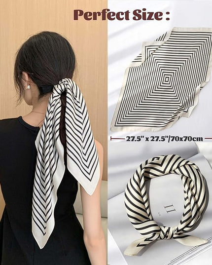 kcctoo 27.5" Mulberry Silk Feeling Head Scarf Women's Fashion Square Neck Satin Scarfs for Bag Hair Scarves Gift
