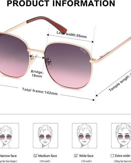SOJOS Classic Trendy Square Sunglasses for Women Men Cute Big Frame Gold Shades SJ1137