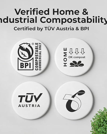 Compostable Trash Bags for Kitchen Compost Bins – 1.3 Gallon Small Compost Bags for Countertop Bin, Green Compostable Bags, BPI & OK Industrial Certified, Leak-Proof Food Waste Bags (50 Count)