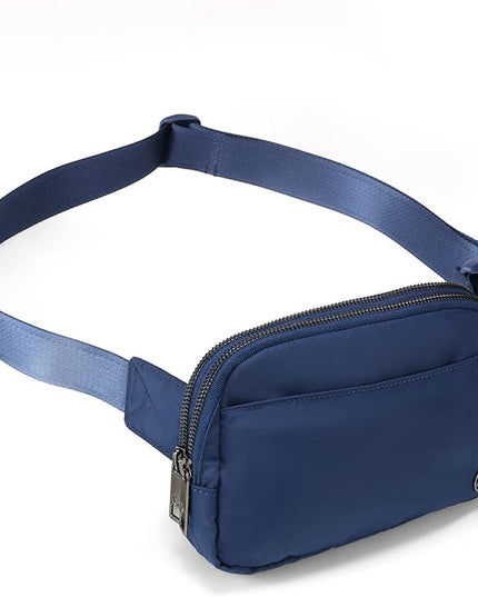 Pander Everywhere Belt Bag for Women, 5 Zipper Pockets Nylon Crossbody Fanny Pack Purse (Blue Perennial)
