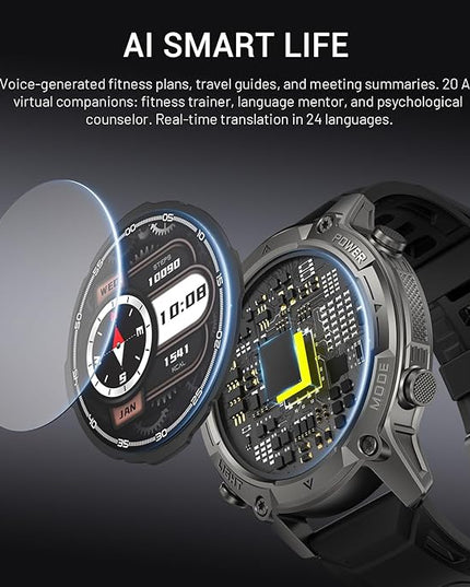 2026 AI Smart Watch with Standalone GPS & Offline Maps, 5ATM Waterproof, 1.43" AMOLED, 21-Day Battery, 178 Sports Modes, Compass, Heart Rate/SpO2/Stress/Sleep Monitor, for Android iOS Men Women Black