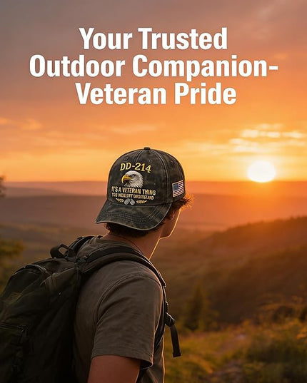 Veteran Baseball Cap - Adjustable DD-214 Hat for US Military Veterans, Service Pride Gift for Men & Women, Comfortable & Durable Everyday Wear Grey