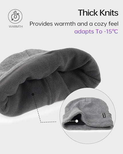 Zylioo Oversize Beanie Hats, XXL Big Size Ribbed Knit Cuffed Winter Hat for Cold Weather, Warm Skull Watch Cap
