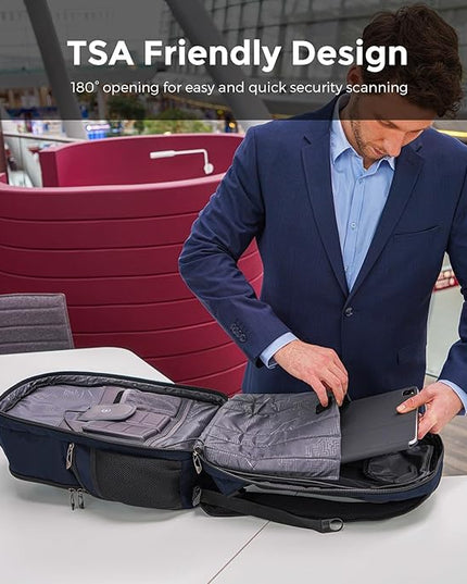 Swissdigital Design TSA Business Laptop Backpack For Men,Travel Backpack With USB Charging Port,College Tech Backpacks With RFID Pockets Presents For Men Fits 15.6 Inch Computer Blue | J16BT-12