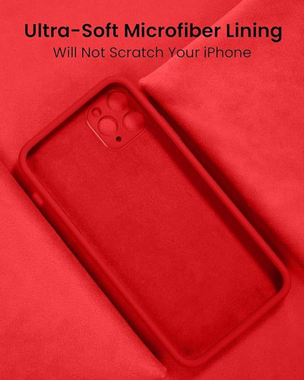 FireNova Designed for iPhone 13 Pro Case, Silicone Upgraded [Camera Protection] Phone Case with [2 Screen Protectors], Soft Anti-Scratch Microfiber Lining Inside, 6.1 inch, Red