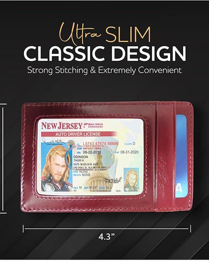 Money Clip Leather Wallet For Men Slim Front Pocket RFID Blocking with Super Strong Magnetic