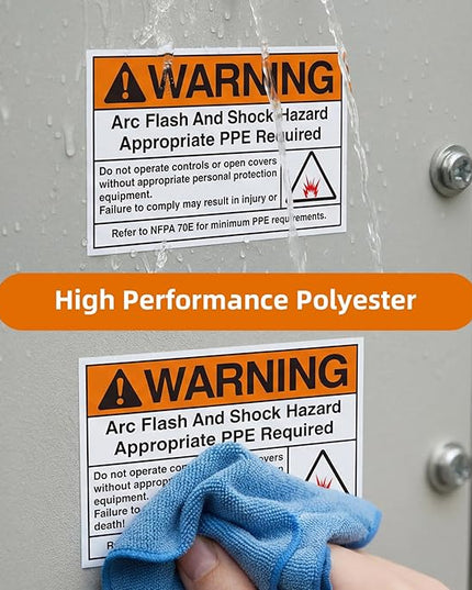 100 PCS Warning Arc Flash and Shock Hazard Label - 3.5 x 5 Black & Orange Electrical Safety Warning Decal High Performance Polyester Safety Sticker Signs for The Workplace