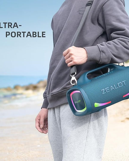 ZEALOT Bluetooth Speaker, 110W Peak(100W) Booming Sound Speakers Wireless, Dual Pairing, XBass, BT 5.3, 24000mAh Power Bank, Portable Outdoor Waterproof Speaker for Camping, Beach Party（Dark Blue）
