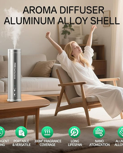 Waterless Diffuser Machine Scent Air Machine Covers 1500 Sq Ft for Home Diffusers Essential Oil Diffusers Studio Scent Diffuser Large Room Fragrance App Remote Control Capacity 3.5 Oz Ancient Silver