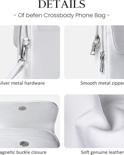 befen Genuine Leather Small Crossbody Bags for Women, Multi Pocket Cell Phone Crossbody Purse with RFID Blocking Card Slots