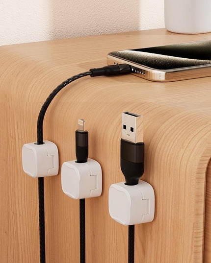Magnetic Cable Clips, Adjustable Cord Holder Management, Adhesive Wire Keeper Organizer for Home Office Desk Phone PC Car Wall Desktop Nightstand Appliance (9-Pack White)