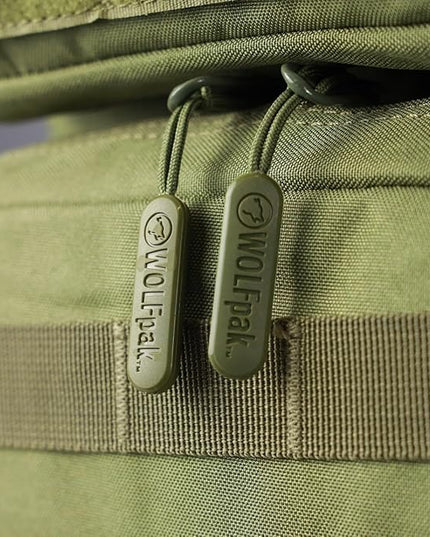 WOLFpak 35L Athletic Gym Backpack - Durable 1000D Waterproof Oxford Material with MOLLE Webbing, Laptop Pocket & Dual Cup Holders, Durable Fitness/Travel/Military Daypack (OD Green)